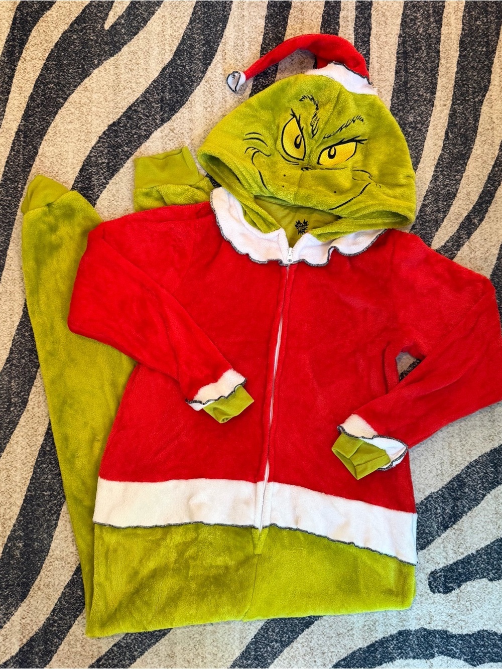 The Grinch Hooded Onsie Green Pajama Cosplay Christmas Family Party Size S